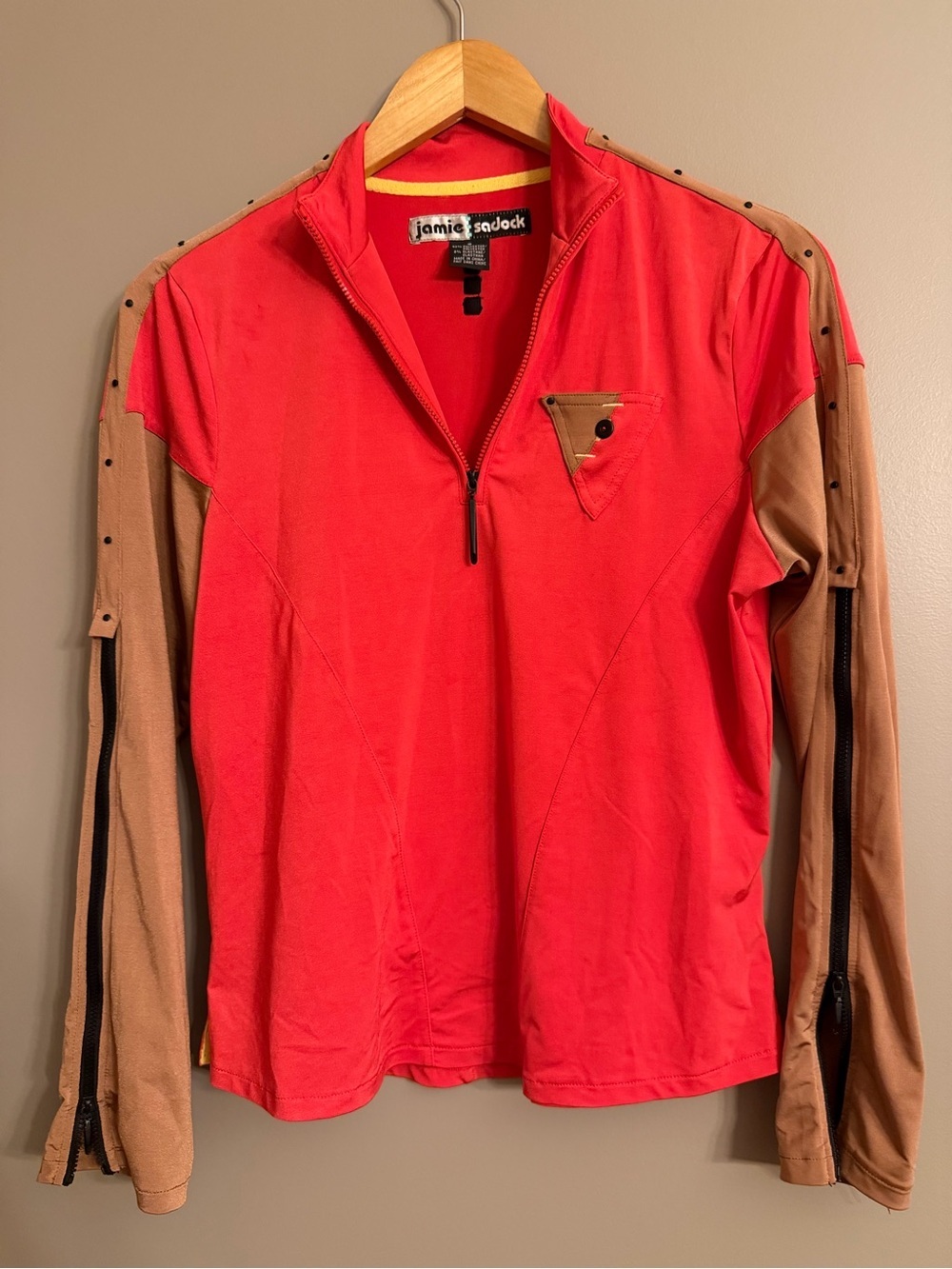 Jamie Sadock Y2K Women Sm1/4 Zip Golf Shirt Coral Brown Long Sleeve Pullover